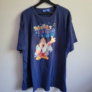 Disney Womens 1X Blue Sleepy "Totally Not Ready To Get Up" Sleep Shirt